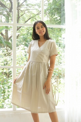 Beatrix Kimono Dress Kerah V - NADR 01 Cream